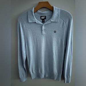 Land's End Chase Bank Light Blue Unisex Logo Collared Sweater